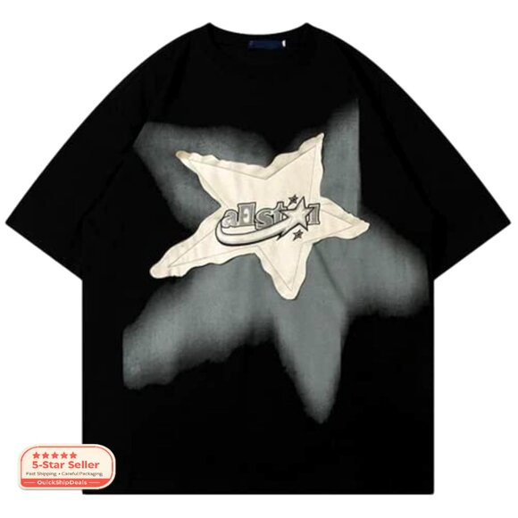 Oversized Vintage Graphic Tee Y2K Grunge Streetwear Unisex Summer Top